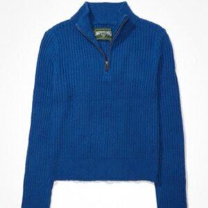 American Eagle Quarter-Zip Sweater Blue Size Medium